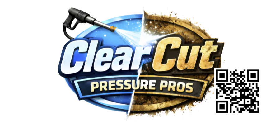 ClearCut Pressure Pros logo with QR code